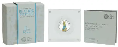 2019 Silver Proof Beatrix Potter Peter Rabbit Pound  display