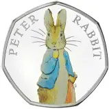 2019 Beatrix Potter Peter Rabbit 50 Pence Silver Proof  Coin With Box and Certificate - Pre-Owned