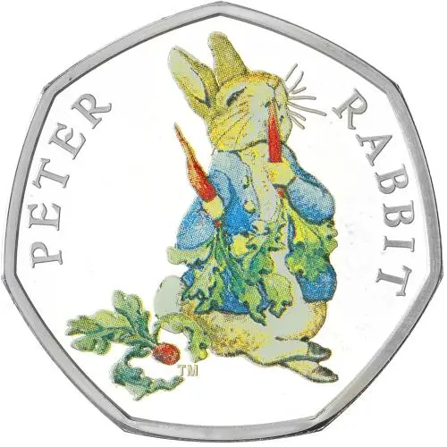 2018 Silver Proof Beatrix Potter Peter Rabbit Pound Sterling 50 Pence  Coin  reverse