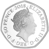 2018 Silver Proof Beatrix Potter Peter Rabbit Pound Sterling 50 Pence  Coin  obverse