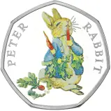 2018 Beatrix Potter Peter Rabbit  50 Pence Silver Proof  Coin With Box with Cert