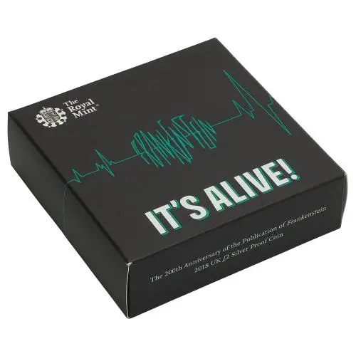 2018 Silver Proof Frankenstein Pound Sterling £2  Coin Single United Kingdom The Royal Mint box