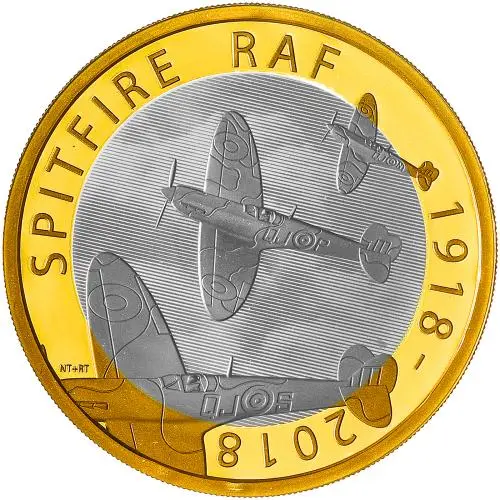 2018 RAF Centenary 'Spitfire' £2 Silver Proof Coin - Pre-Owned reverse