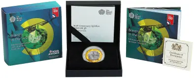 2018 RAF Centenary 'Spitfire' £2 Silver Proof Coin - Pre-Owned display box