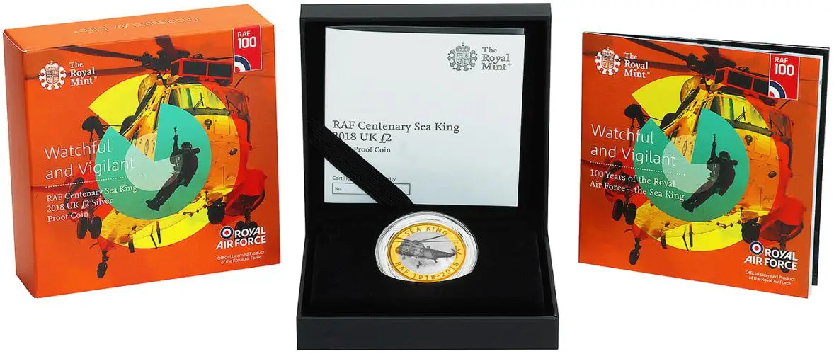 2018 RAF Centenary 'Sea King' £2 Silver Proof Coin - Pre-Owned display 