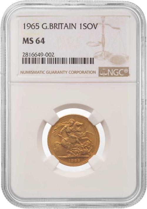 1965 Gold ELizabeth II Sovereign NGC Graded MS-64 | Chards