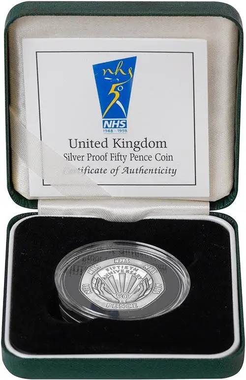 1998 UK Coin 50p Silver Proof NHS 23364