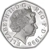 1998 UK Coin 50p Silver Proof NHS 23365
