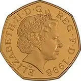 1998 UK Coin 50p Gold Proof European Economic Community 21908