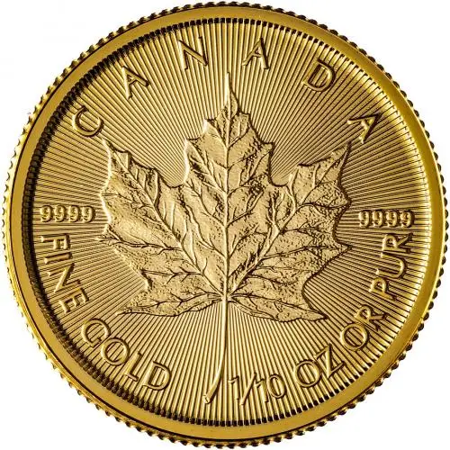 2019 Gold Bullion 0.1 Ounce Maple Coin Royal Canadian Mint 2