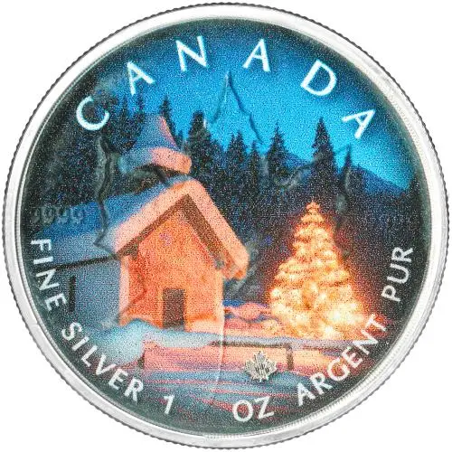 2018 Silver Bullion 1 Ounce Maple Silent Night Coin Royal Canadian Mint reverse