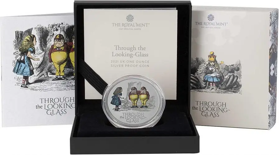 2021 Alice Through the Looking Glass 1 oz Silver Proof Coin in presentation box