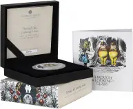 2021 Alice Through the Looking Glass 1 oz Silver Proof Coin in box side view