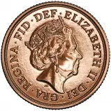 2022 Queen Elizabeth II Platinum Jubilee Gold Sovereign Coin obverse chards image crop