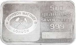 Silver 500g Bar Johnson Matthey - Pre-Owned