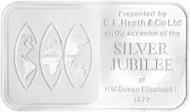 1977 Silver Bullion 500g Silver Jubilee Bar C.E.Health & Co Ltd - Pre-Owned