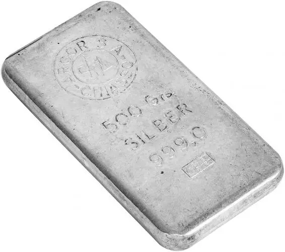 Silver 500 Gram  Bar Without Cert Pre-Owned Argor SA Chiasso side view