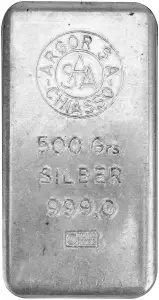 500g Silver Bar Argor SA Chiasso - Pre-Owned
