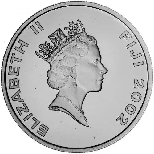 2002 Platinum Proof Golden Jubilee - Defender of The Faith 20 Dollar  Coin With Box with Cert Fiji The Royal Mint obverse