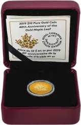 2019 Gold Proof 0.25 Ounce Maple Coin Royal Canadian Mint - Pre-Owned