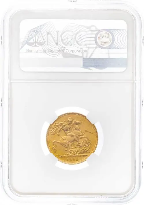 1899 Gold Sovereign Queen Victoria Old Head Sydney Slabbed NGC MS-62 reverse
