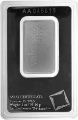 Platinum 1 Ounce Valcambi  Bar Without Cert Pre-Owned Switzerland reverse