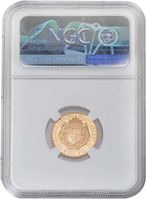 1989 Half Sovereign Gold Proof 500th Anniversary Coin NGC PF-70 Reverse