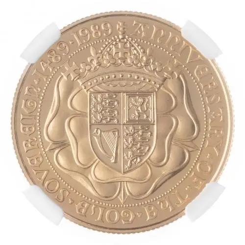 1989 Double Gold Proof Sovereign Coin Reverse