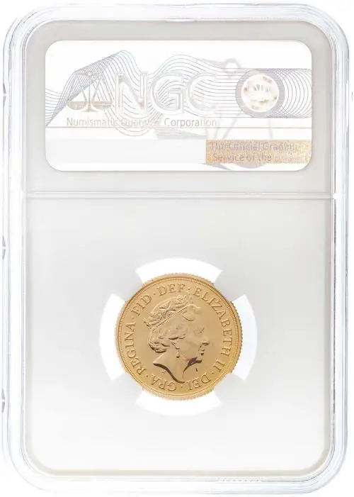 2017 NGC Gold Graded Full Sovereign Elizabeth II  Coin Slabbed Collectable United Kingdom Bombay Mint MS-69 DPL obverse