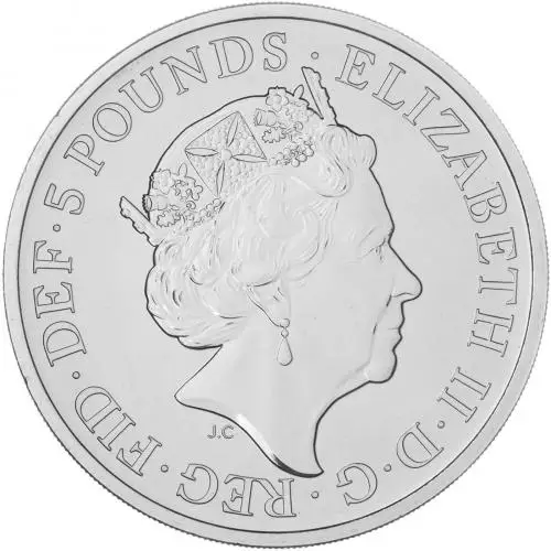 2022 Tudor Beasts Seymour Panther BU £5 Coin obverse
