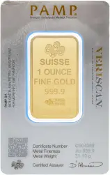 PAMP Suisse 1 oz Fortuna Minted Gold Bullion Bar Obverse