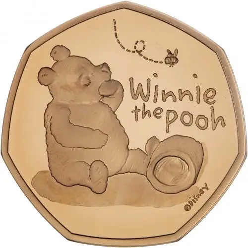 2020 Gold Proof Piedfort Winnie The Pooh and Friends Elizabeth II Winnie the Pooh Disney Pound Sterling 50 Pence  Coin United Kingdom The Royal Mint reverse