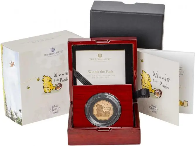 2020 Gold Proof Piedfort Winnie The Pooh and Friends Elizabeth II Winnie the Pooh Pound Sterling 50 Pence  Coin United Kingdom The Royal Mint in box