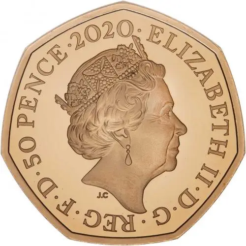 2020 Gold Proof Piedfort Winnie The Pooh and Friends Elizabeth II Winnie the Pooh Pound Sterling 50 Pence  Coin United Kingdom The Royal Mint obverse