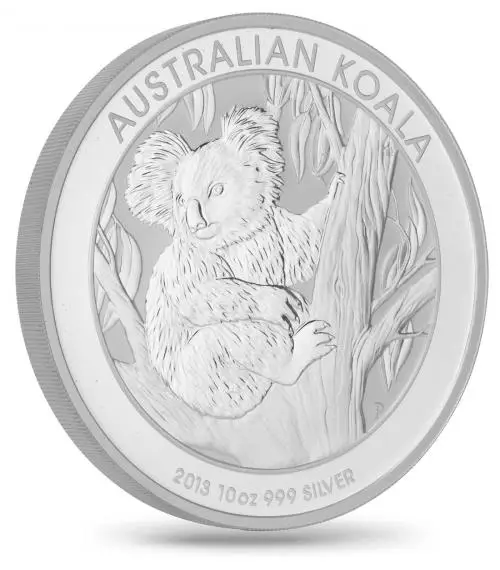 2013 Silver Bullion Ungraded 10 Ounce Koala  Coin Single Australia Perth Mint side view