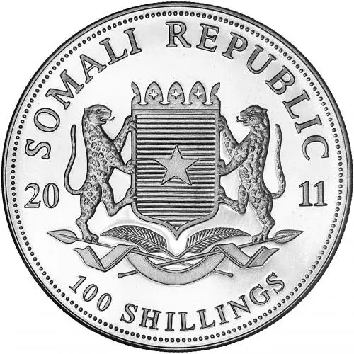 2011 Somalian Elephant 1 oz Silver Bullion Coin obverse