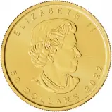 2022 Gold Maple Leaf 1 oz Bullion Coin obverse