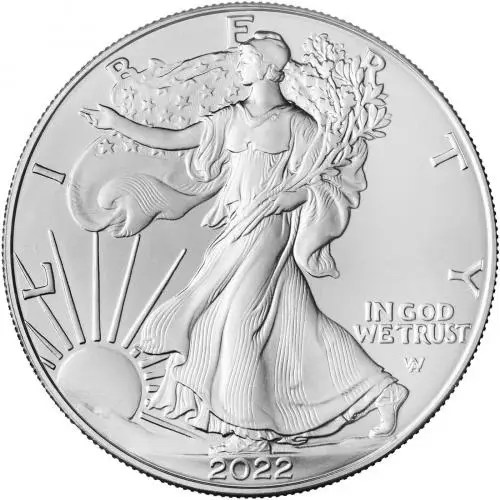 2022 Silver Bullion Ungraded 1 Ounce Eagle $1  Coin Single United States of America US Mint obverse
