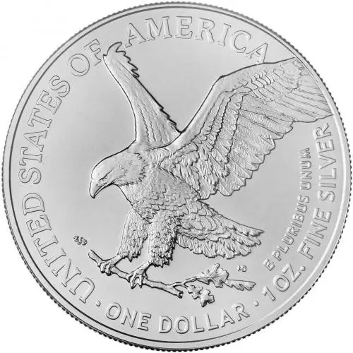 2022 Silver Bullion Ungraded 1 Ounce Eagle $1  Coin Single United States of America US Mint reverse