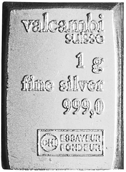 Silver Bullion 1 Gram Best Value Valcambi Bar -  Pre-Owned reverse