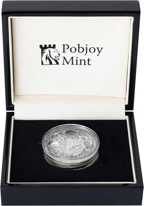 2019 Ultra High Relief Silver Proof 2 Ounce 50th Anniversary of the Moon Landing Crown  Coin Ascension Island Box