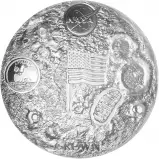 2019 Ultra High Relief Silver Proof 2 Ounce 50th Anniversary of the Moon Landing Crown  Coin Ascension Island Reverse