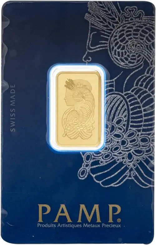 PAMP Suisse 10g Fortuna Minted Gold Bullion Bar - In Card reverse