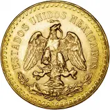 1926 Gold Graded 50 Pesos  Coin Single Mexico Mexico City Mint gVF reverse
