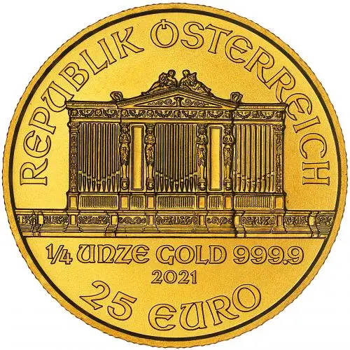 2021 Gold Bullion Ungraded 0.25 Ounce Philharmonic Coin obverse