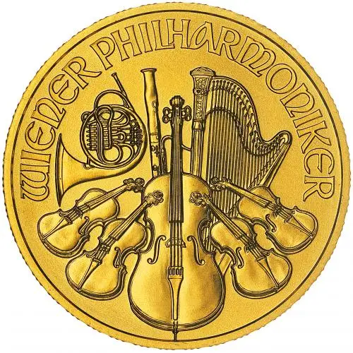 2021 Gold Bullion Ungraded 0.25 Ounce Philharmonic Coin reverse