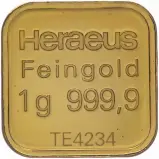 Gold 1 Gram Heraeus Bar Without Outer Sleeve Pre-Owned obverse