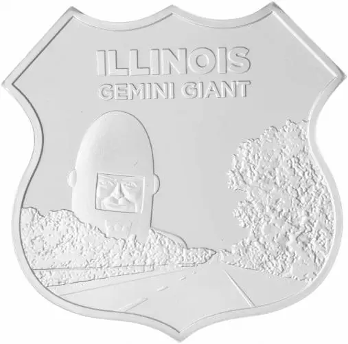Silver Bullion 1 Ounce Route 66 Illinois Gemini Giant Our Choice Rounds - Pre-Owned reverse