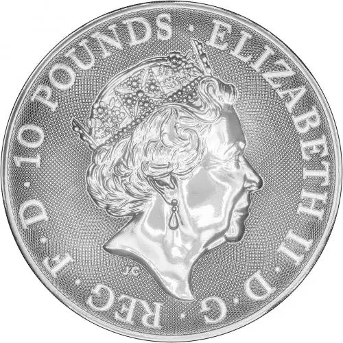 2019 Silver Bullion Ungraded 10 Ounce Valiant £10  Coin United Kingdom The Royal Mint obverse