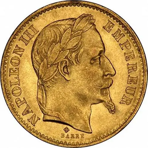 1861- 1870 Gold French 20 Franc Bullion Shield 25070